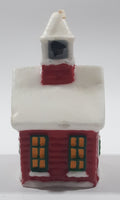 Christmas Themed Red and White Church Shaped 5" Tall Wax Candle