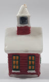 Christmas Themed Red and White Church Shaped 5" Tall Wax Candle