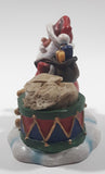 Santa Claus with Teddy Bear and Drum 3 1/4" Tall Resin Candle Holder