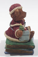 Russ Berrie Carlton Cards Bears From The Past The Story of Santa Christmas Santa Claus Bear Sitting On Books 3" Tall Resin Figurine Ornament