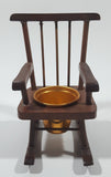 Vintage Rocking Chair with Metal Planter Miniature 5 1/4" Tall Wood Doll House Furniture