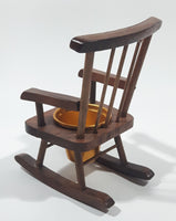 Vintage Rocking Chair with Metal Planter Miniature 5 1/4" Tall Wood Doll House Furniture