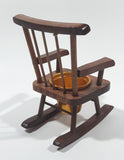 Vintage Rocking Chair with Metal Planter Miniature 5 1/4" Tall Wood Doll House Furniture