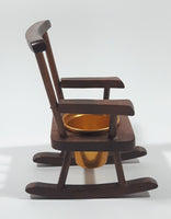 Vintage Rocking Chair with Metal Planter Miniature 5 1/4" Tall Wood Doll House Furniture