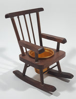 Vintage Rocking Chair with Metal Planter Miniature 5 1/4" Tall Wood Doll House Furniture