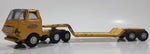 Vintage 1970s Tonka Semi Tractor Truck and Lowboy Trailer Yellow 11 1/4" Long Pressed Steel and Plastic Die Cast Toy Car Vehicle