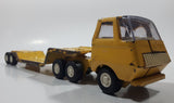 Vintage 1970s Tonka Semi Tractor Truck and Lowboy Trailer Yellow 11 1/4" Long Pressed Steel and Plastic Die Cast Toy Car Vehicle