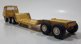 Vintage 1970s Tonka Semi Tractor Truck and Lowboy Trailer Yellow 11 1/4" Long Pressed Steel and Plastic Die Cast Toy Car Vehicle