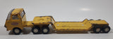 Vintage 1970s Tonka Semi Tractor Truck and Lowboy Trailer Yellow 11 1/4" Long Pressed Steel and Plastic Die Cast Toy Car Vehicle