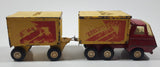 Vintage 1970s Tonka Semi Truck Box Dumper and Box Trailer Red and Yellow Pressed Steel Toy Car Vehicle