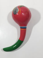 Vintage Hand Painted Paper Mache Maracas Musical Instrument 6" Long