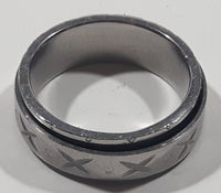 Etched X Spinner Band Stainless Steel Ring