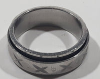 Etched X Spinner Band Stainless Steel Ring