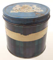 Vintage Blue and Green Plaid Pattern Tobacco Tin Metal Can
