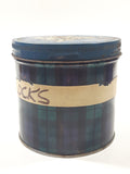 Vintage Blue and Green Plaid Pattern Tobacco Tin Metal Can