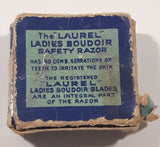 Vintage The Laurel Ladies Boudoir Safety Razor Miniature Gold Tone Metal Shaving Razor with Box