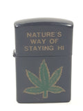 Ronson Wind II Nature's Way Of Staying High Marijuana Leaf Lighter with Case