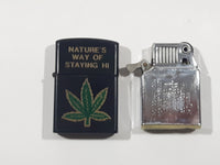 Ronson Wind II Nature's Way Of Staying High Marijuana Leaf Lighter with Case