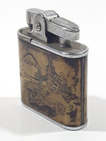 Rare Antique 1950s Prince Mfg Co "Eddy" Engraved Japanese Scene Lighter