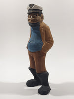 Hand Carved Hand Painted Wood Sailor Captain with Hands in The Pockets 7" Tall Figure