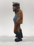 Hand Carved Hand Painted Wood Sailor Captain with Hands in The Pockets 7" Tall Figure