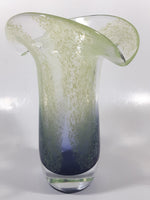 Teleflora Purple Blue with Green Speckles Jack In The Pulpit 7 3/4" Tall Art Glass Vase