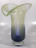 Teleflora Purple Blue with Green Speckles Jack In The Pulpit 7 3/4" Tall Art Glass Vase