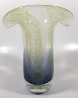 Teleflora Purple Blue with Green Speckles Jack In The Pulpit 7 3/4" Tall Art Glass Vase