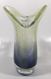 Teleflora Purple Blue with Green Speckles Jack In The Pulpit 7 3/4" Tall Art Glass Vase