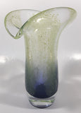 Teleflora Purple Blue with Green Speckles Jack In The Pulpit 7 3/4" Tall Art Glass Vase