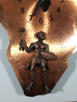 3D Elephant and Warrior Africa Shaped 14" x 15" Copper Wall Clock