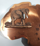 3D Elephant and Warrior Africa Shaped 14" x 15" Copper Wall Clock