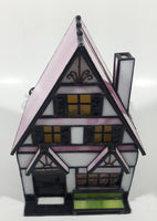 Vintage Century Classic Centuryville Pink and White Swiss Chalet Bavarian House with Green Bench 7" Tall Building Shaped Table Lamp