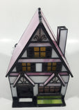 Vintage Century Classic Centuryville Pink and White Swiss Chalet Bavarian House with Green Bench 7" Tall Building Shaped Table Lamp
