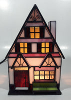 Vintage Century Classic Centuryville Pink and White Swiss Chalet Bavarian House with Green Bench 7" Tall Building Shaped Table Lamp