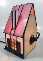 Vintage Century Classic Centuryville Pink and White Swiss Chalet Bavarian House with Green Bench 7" Tall Building Shaped Table Lamp