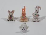 Set of 4 Miniature Tiny White Bunny Rabbit Toy Figures