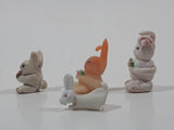 Set of 4 Miniature Tiny White Bunny Rabbit Toy Figures