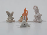 Set of 4 Miniature Tiny White Bunny Rabbit Toy Figures