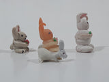 Set of 4 Miniature Tiny White Bunny Rabbit Toy Figures