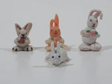 Set of 4 Miniature Tiny White Bunny Rabbit Toy Figures