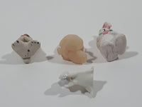 Set of 4 Miniature Tiny White Bunny Rabbit Toy Figures