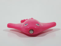 Bright Pink Manta Ray 2 1/4" Long Plastic Toy Animal Figure with Magnet Mouth