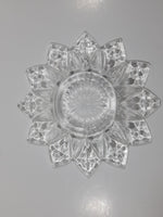 Vintage Pointed Edge Sunburst Flower Pattern 6 1/2" Depression Glass Plate Dish