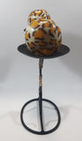 Vintage 1960s Laurids Lonborg African Woman 10" Tall Leopard Print Ball Candle Metal Holder Stand