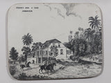 Vintage Jamaica Local Landmarks Scenes Black and White Pictures 3 3/4" x 4 3/4" Wood Coasters with Felt Backing Set of 5