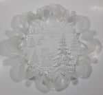 Mikasa Christmas Story Frosted Glass Child Throwing Snow Balls with Trees Embossed Glass Frilled Edge 10" Candy Dish