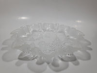 Mikasa Christmas Story Frosted Glass Child Throwing Snow Balls with Trees Embossed Glass Frilled Edge 10" Candy Dish