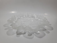 Mikasa Christmas Story Frosted Glass Child Throwing Snow Balls with Trees Embossed Glass Frilled Edge 10" Candy Dish