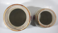 Brownstone Bowen Island 8" Tall and 5 1/2" Tall Stoneware Pottery Vases Set of 2